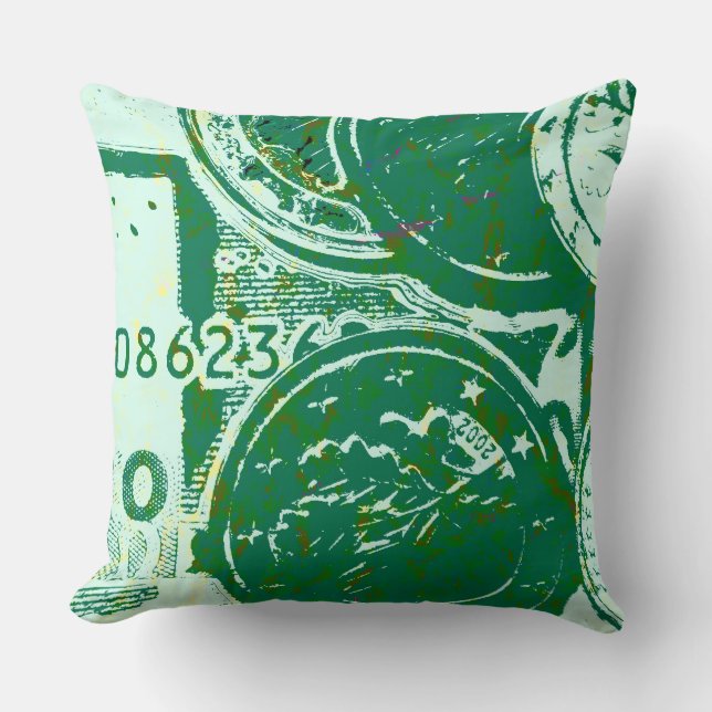 Grünes Geld Lumbar Pillow (Front)
