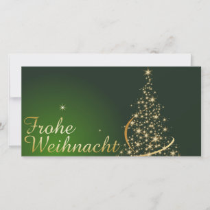 Grünes Weihnachtsmotiv mit goldenem Weihnachtsbaum Thank You Card