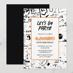 Grunge 84th birthday invitations Men Graffiti 