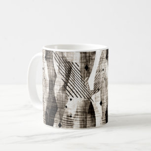 Grunge abstract geometric striped beige black coffee mug