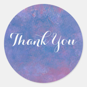 Grunge Abstract in Blue Purple and Red Thank You Classic Round Sticker