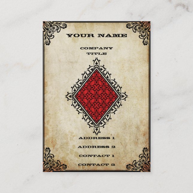 Grunge Ace of Diamonds Business Card (Front)