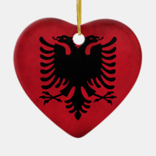 Grunge Albanian Flag [High Quality] Ceramic Ornament