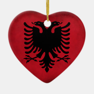 Grunge Albanian Flag [High Quality] Ceramic Ornament