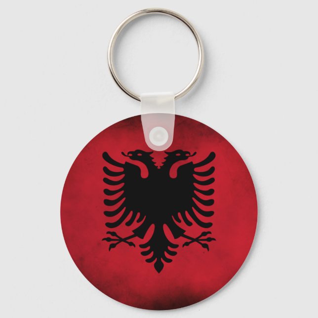 Grunge Albanian Flag [High Quality] Key Ring (Front)