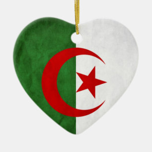 Grunge Algeria National Flag Ceramic Ornament