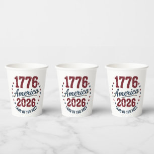 Grunge America 1776 - 2026 Land of the Free  Paper Cups