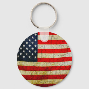 Grunge America flag Key Ring