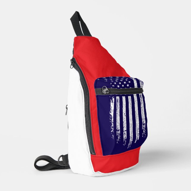 Grunge America Flag  Sling Bag (Left Corner)