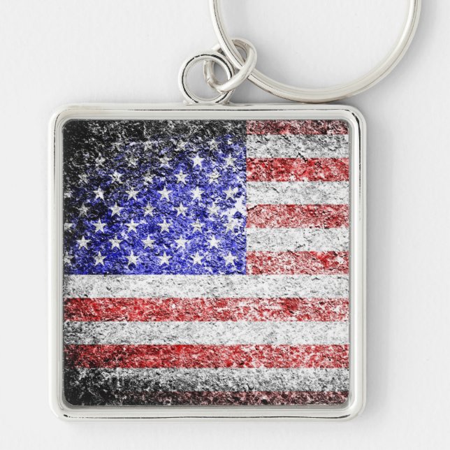 Grunge American Flag 2 Key Ring (Front)