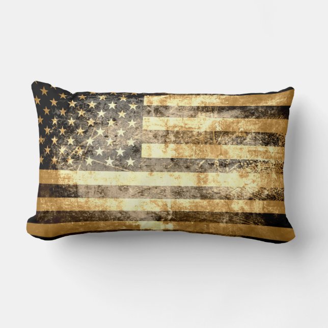 Grunge American Flag 2 Lumbar Cushion (Front)