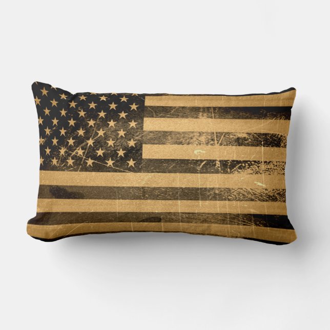 Grunge American Flag 3 Lumbar Cushion (Front)
