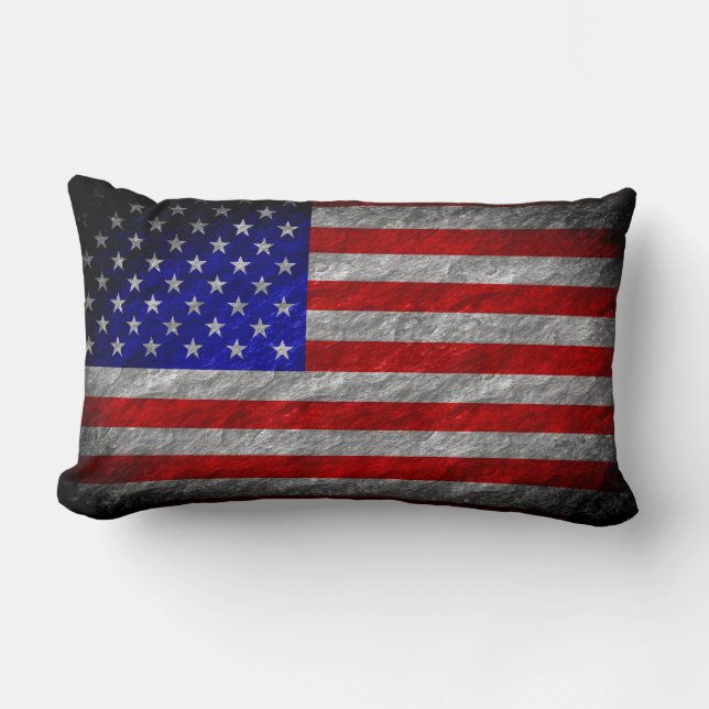 Grunge American Flag 4 Lumbar Cushion (Front)