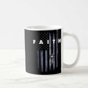 Grunge american flag and cross faith christian coffee mug