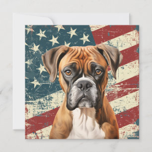 Grunge American Flag Boxer Dog