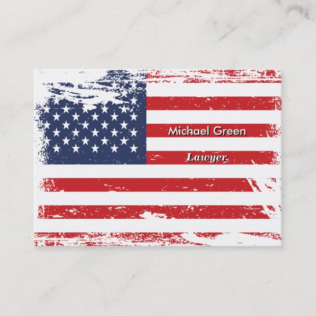 Grunge American Flag Business Card (Front)