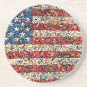 grunge american flag coaster