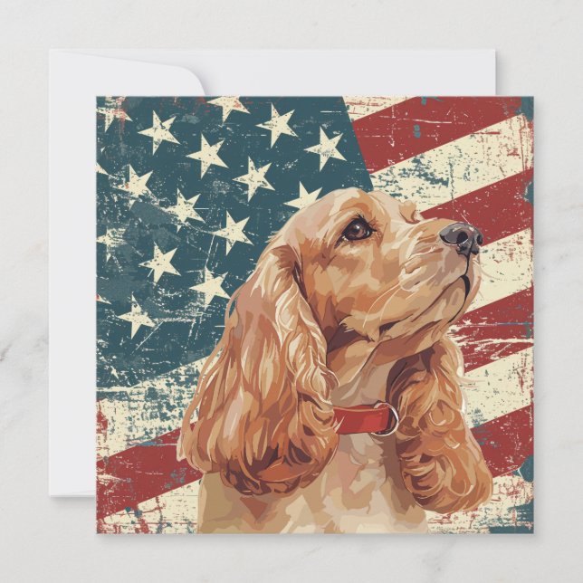 Grunge American Flag Cocker Spaniel Dog (Front)