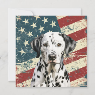 Grunge American Flag Dalmatian Flat Card