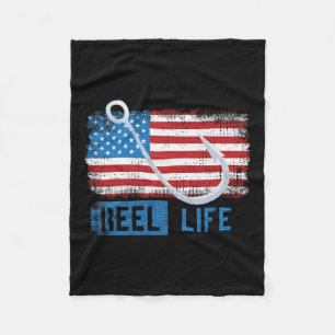 Grunge American Flag Fisherman Graphic Fleece Blanket