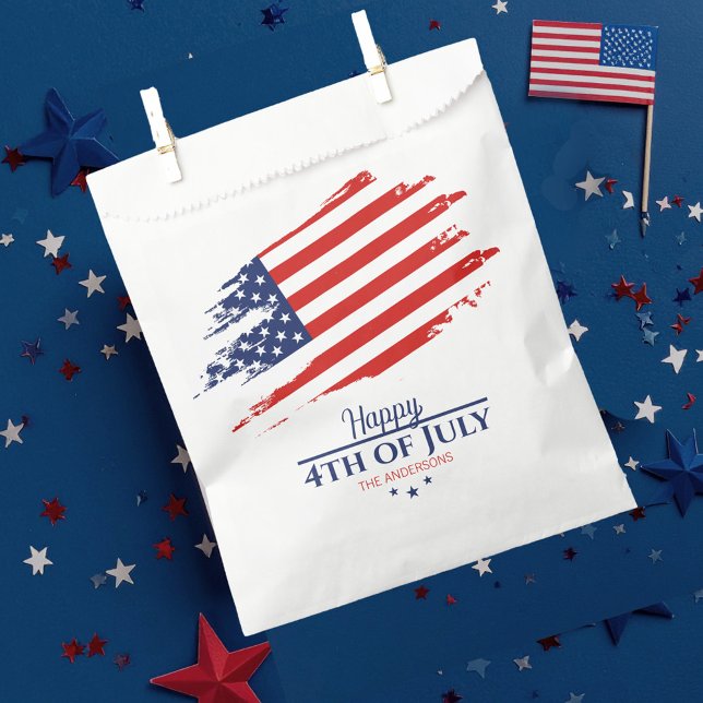 Grunge American Flag Happy 4th July ID1104 Favour Bag (Creator Uploaded)