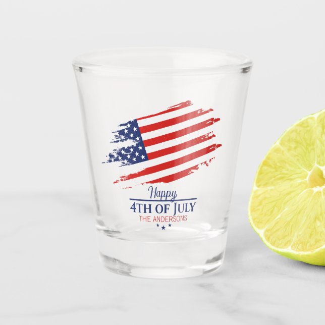 Grunge American Flag Happy 4th July ID1104 Shot Glass (Front)