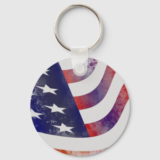 Grunge American Flag Key Ring (Front)