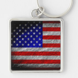 Grunge American Flag Key Ring