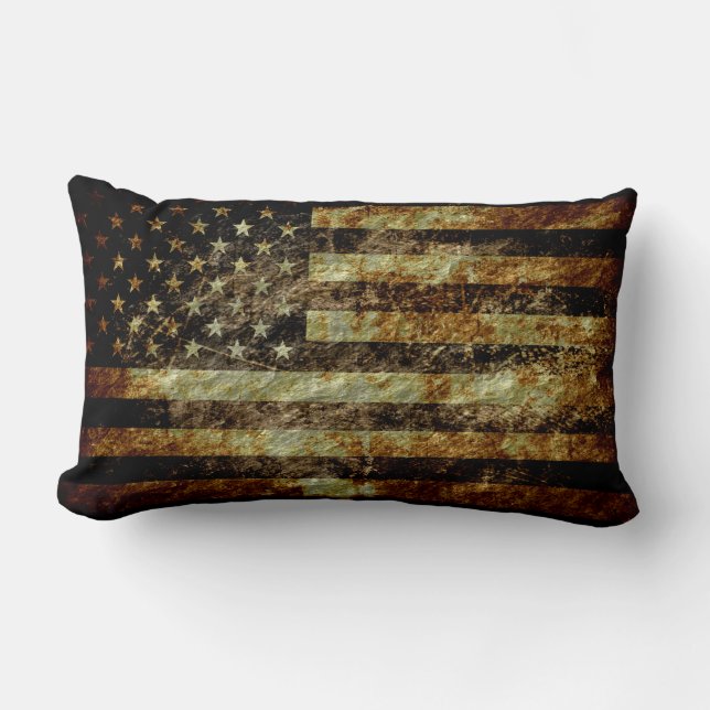 Grunge American Flag Lumbar Cushion (Front)