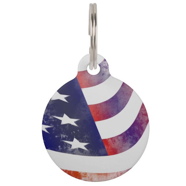 Grunge American Flag Pet Tag (Front)