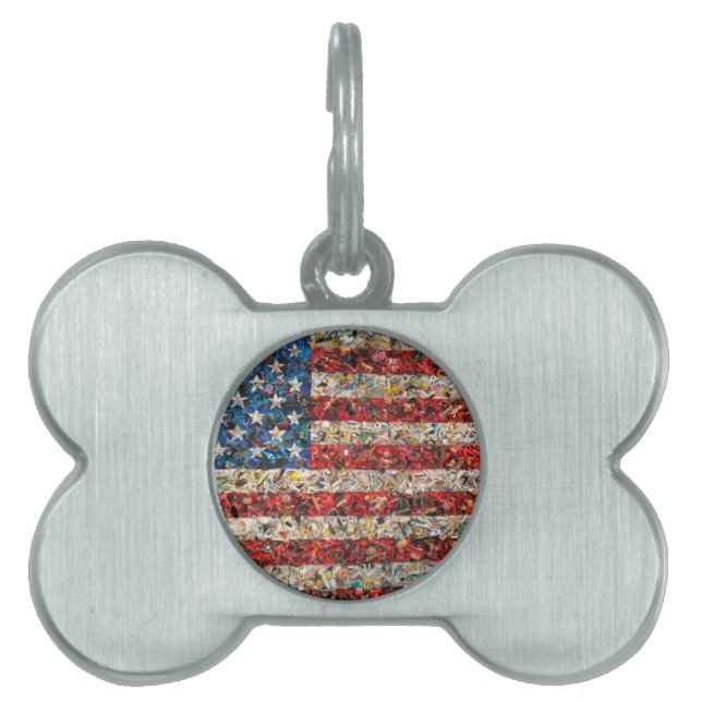 grunge american flag pet tag (Front)