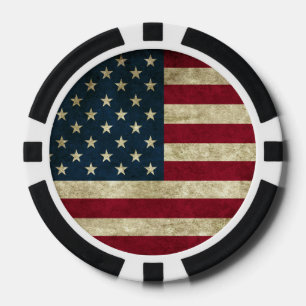 Grunge American Flag Poker Chips