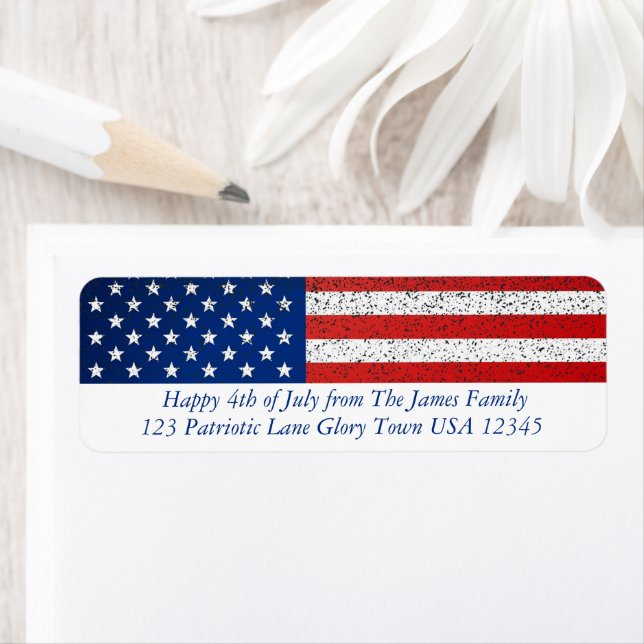 Grunge American Flag  Return Address Label (Insitu)