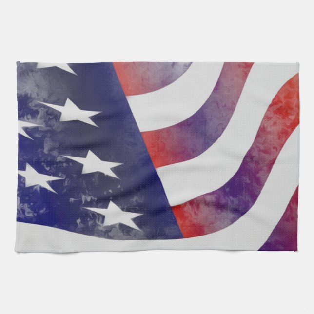 Grunge American Flag Tea Towel (Horizontal)