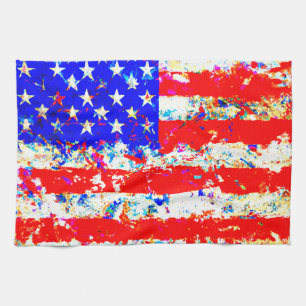 Grunge American Flag Tea Towel