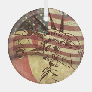 Grunge American flag: textured background. Glass Tree Decoration