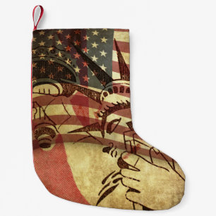 Grunge American flag: textured background. Small Christmas Stocking