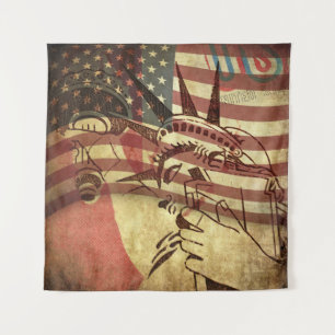 Grunge American flag: textured background. Tapestry