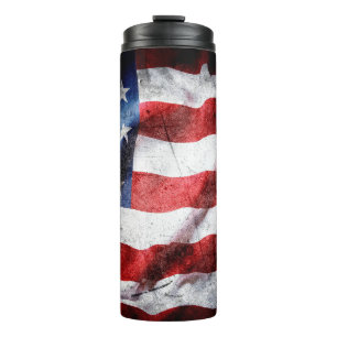 Grunge American flag Thermal Tumbler
