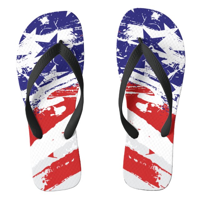 Grunge American Flag Thongs (Footbed)