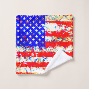 Grunge American Flag Wash Cloth