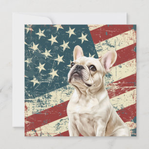 Grunge American Flag White French Bulldog