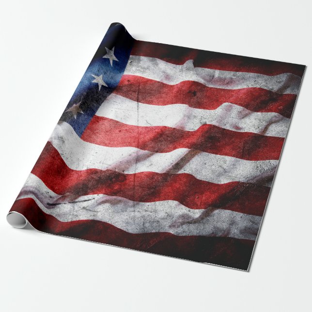 Grunge American flag Wrapping Paper (Unrolled)