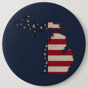 Grunge Americana Michigan   Patriotic 6 Cm Round Badge