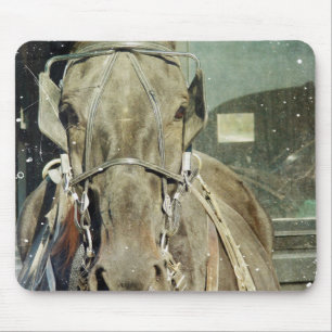 Grunge Amish Buggy Horse Mouse Pad