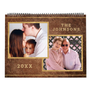 Grunge and Rustic Brown Custom Photo Image Calendar