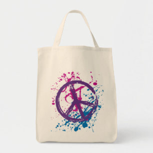 GRUNGE AND SPLATTER PEACE SIGN TOTE BAG