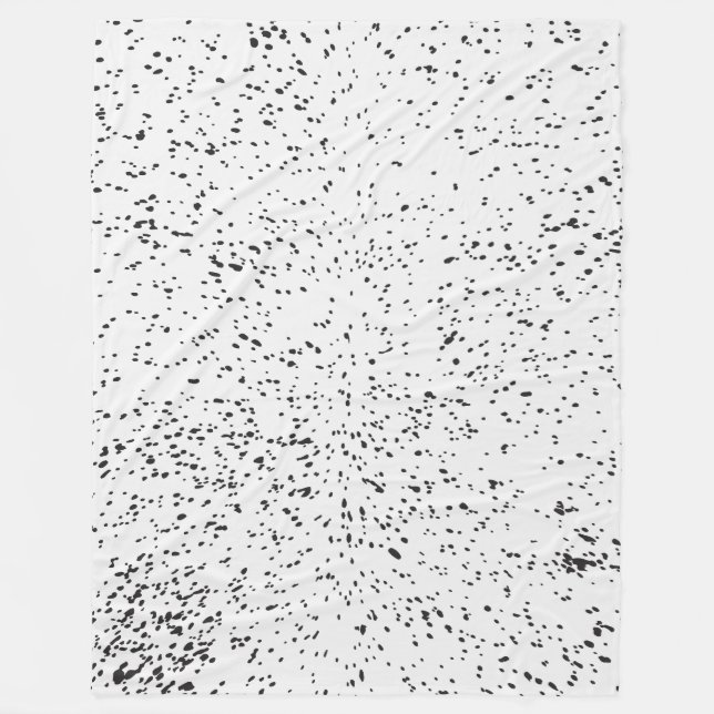 Grunge animal black and white ink splatter print fleece blanket (Front)
