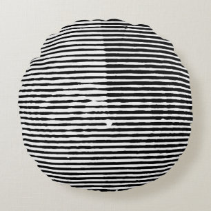 grunge art abstract rough random horizontal lines round cushion