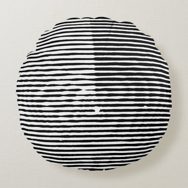 grunge art abstract rough random horizontal lines  round cushion (Front)